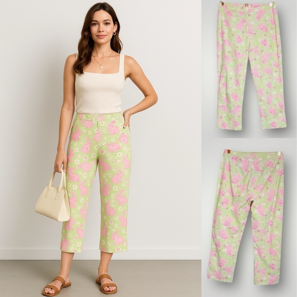 Lilly Pulitzer | Key West Circus Elephant Capri Pants Coin Pocket Vintage - Picture 1 of 8